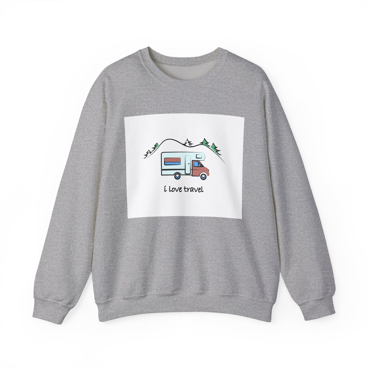 Travel Love Crewneck Sweatshirt | Cozy Adventure Apparel, Perfect for Travel Lovers, Gift Idea for Road Trips, Camping, and Wanderlust - MaisonThreadory