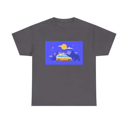 Vintage Van Adventure Tee, Unisex Heavy Cotton Tee, Summer Road Trip Shirt, Camping T-Shirt, Travel Gift, Outdoor Enthusiasts - MaisonThreadory