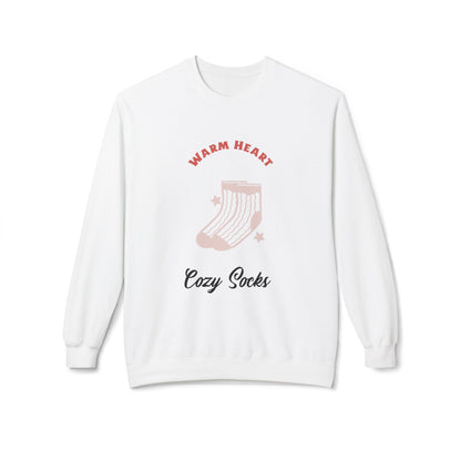 Warm Heart Cozy Socks Sweatshirt | Unisex Fleece Crewneck for Gift, Comfort Wear, Cozy Apparel, Holiday Wardrobe, Lounge Wear - MaisonThreadory