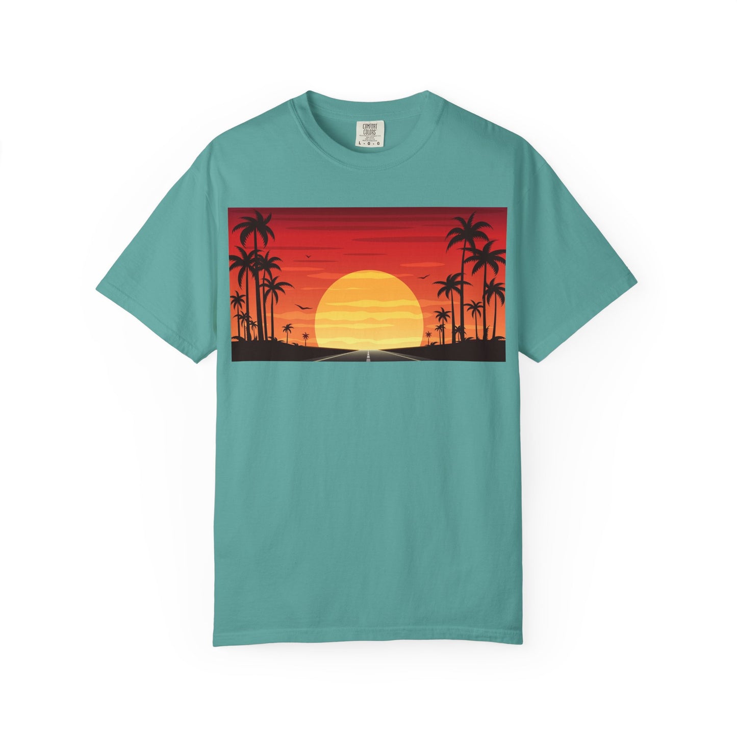 Sunset Palm Beach T-Shirt — Retro Tropical Sunset Graphic