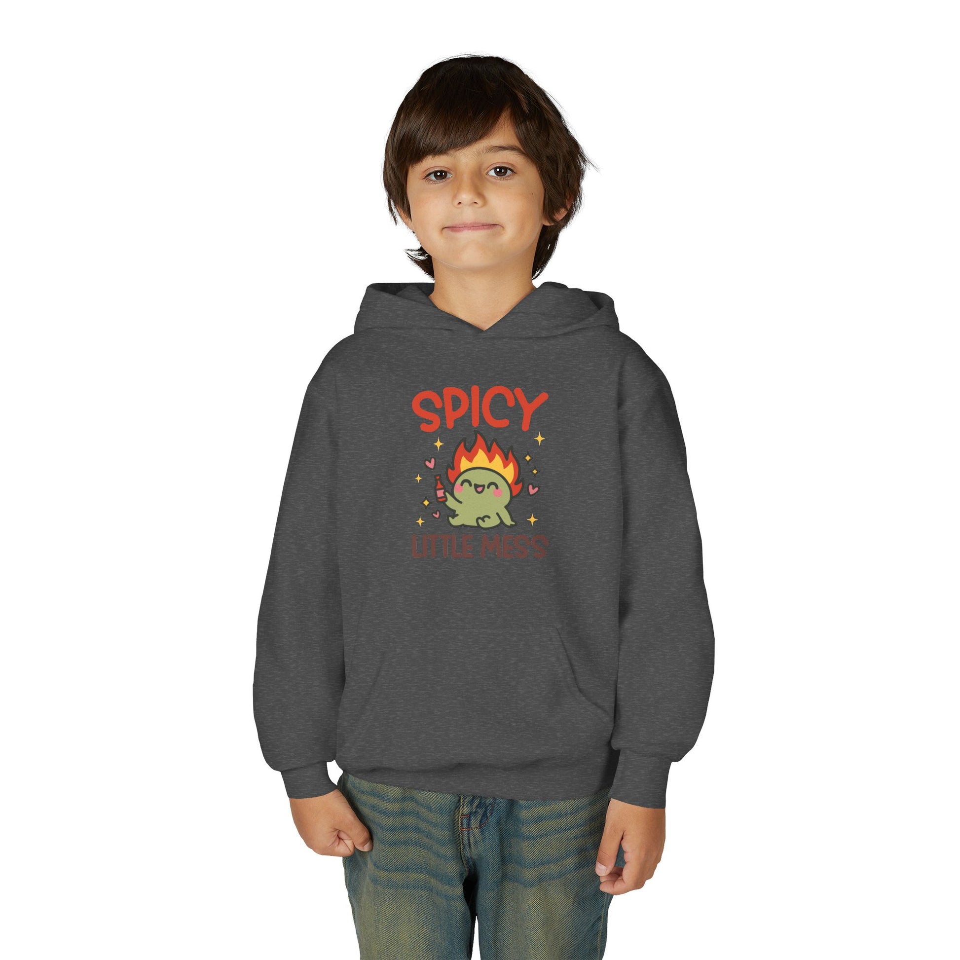 Spicy Little Mess Youth Hoodie | Fun Cartoon Design, Perfect Gift for Kids, Trendy Sweatshirt, Birthday Present, Cozy Fashion - MaisonThreadory