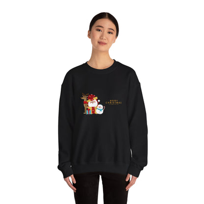 Christmas Snowman & Reindeer Crewneck Sweatshirt — Merry Christmas Holiday Sweater