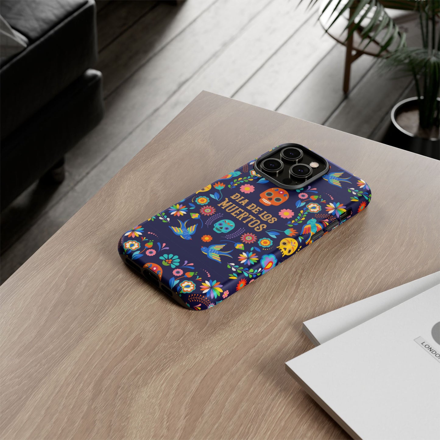 Colorful Dia de los Muertos Phone Case, Skull Design, Floral Phone Cover, Sugar Skull Accessories, Day of the Dead Gift