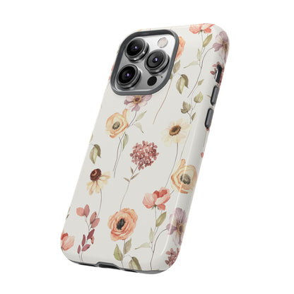 Floral Phone Case, Cute Flower Cover, Botanical Tough Case, Protective Smartphone Shell, Chic Floral Design, Trendy iPhone Case