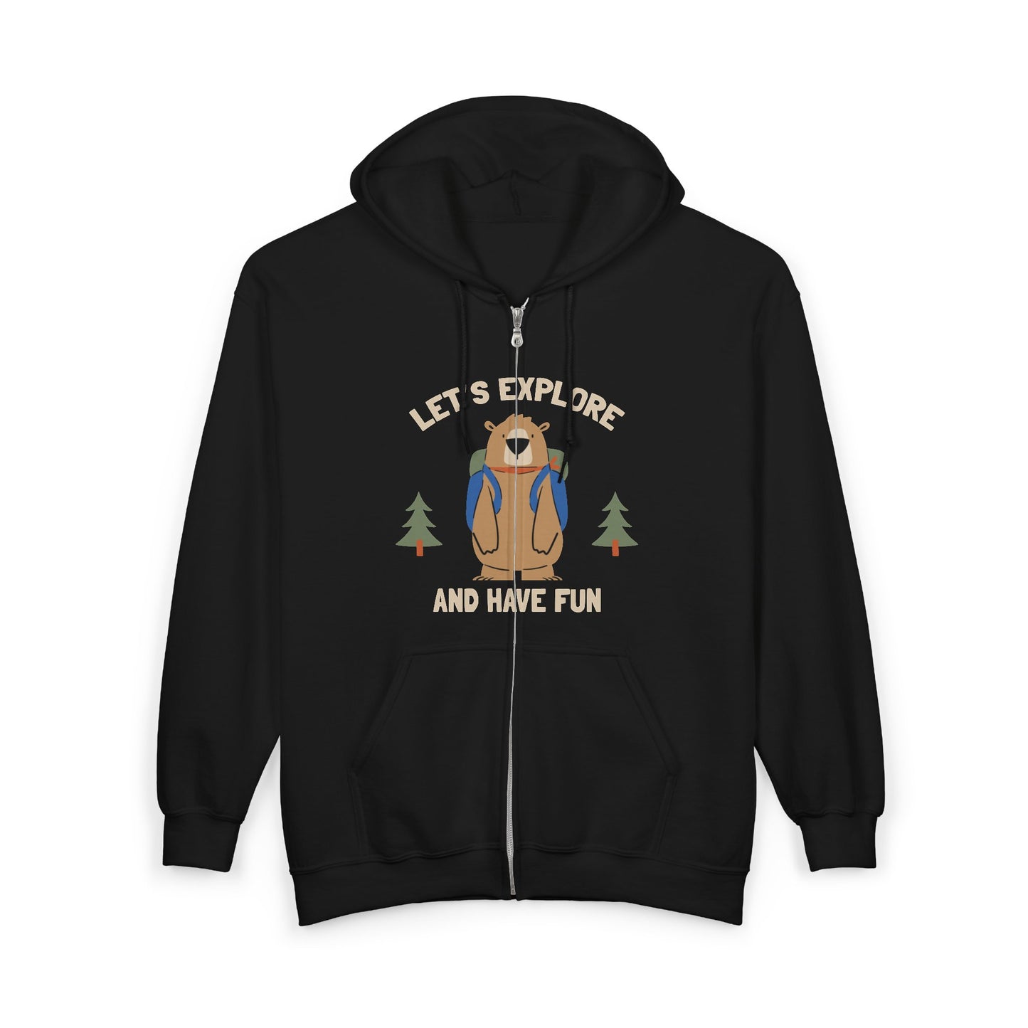 Let's Explore and Have Fun Zip Hoodie — Outdoor Adventure Hooded Jacket