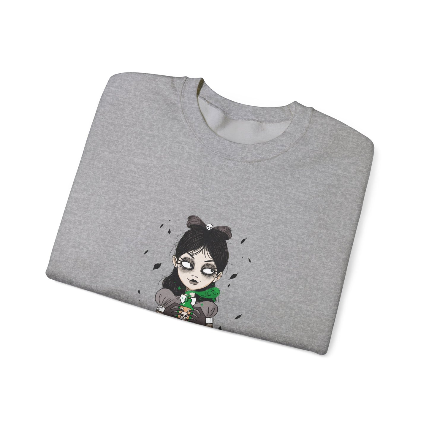 Dark Fairy Illustration Crewneck Sweatshirt, Cozy Streetwear, Unisex Gift, Fall Fashion, Halloween Apparel, Everyday Wear - MaisonThreadory