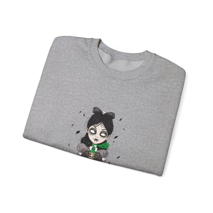Dark Fairy Illustration Crewneck Sweatshirt, Cozy Streetwear, Unisex Gift, Fall Fashion, Halloween Apparel, Everyday Wear - MaisonThreadory