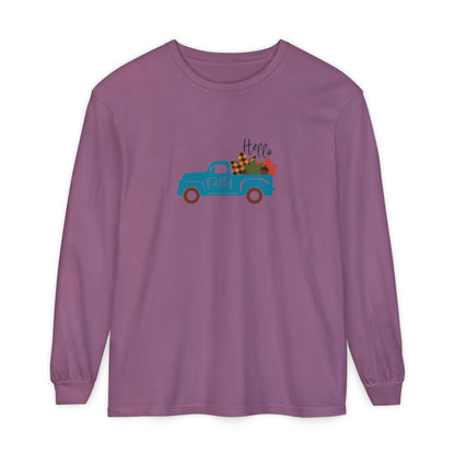 Hello Fall Long Sleeve T-Shirt, Unisex Seasonal Tee, Cozy Autumn Apparel, Thanksgiving Gift, Cute Outdoor Shirt - MaisonThreadory