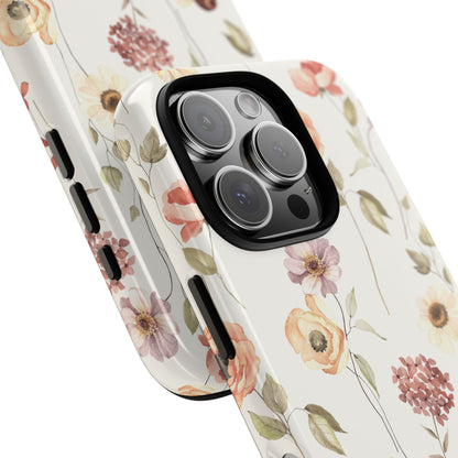 Floral Phone Case, Cute Flower Cover, Botanical Tough Case, Protective Smartphone Shell, Chic Floral Design, Trendy iPhone Case