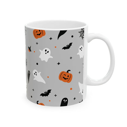 Spooky Halloween Ceramic Mug, Ghosts & Pumpkins Coffee Cup, Cute Halloween Decor, Holiday Gift for Witch Lovers, Autumn Drinkware - MaisonThreadory