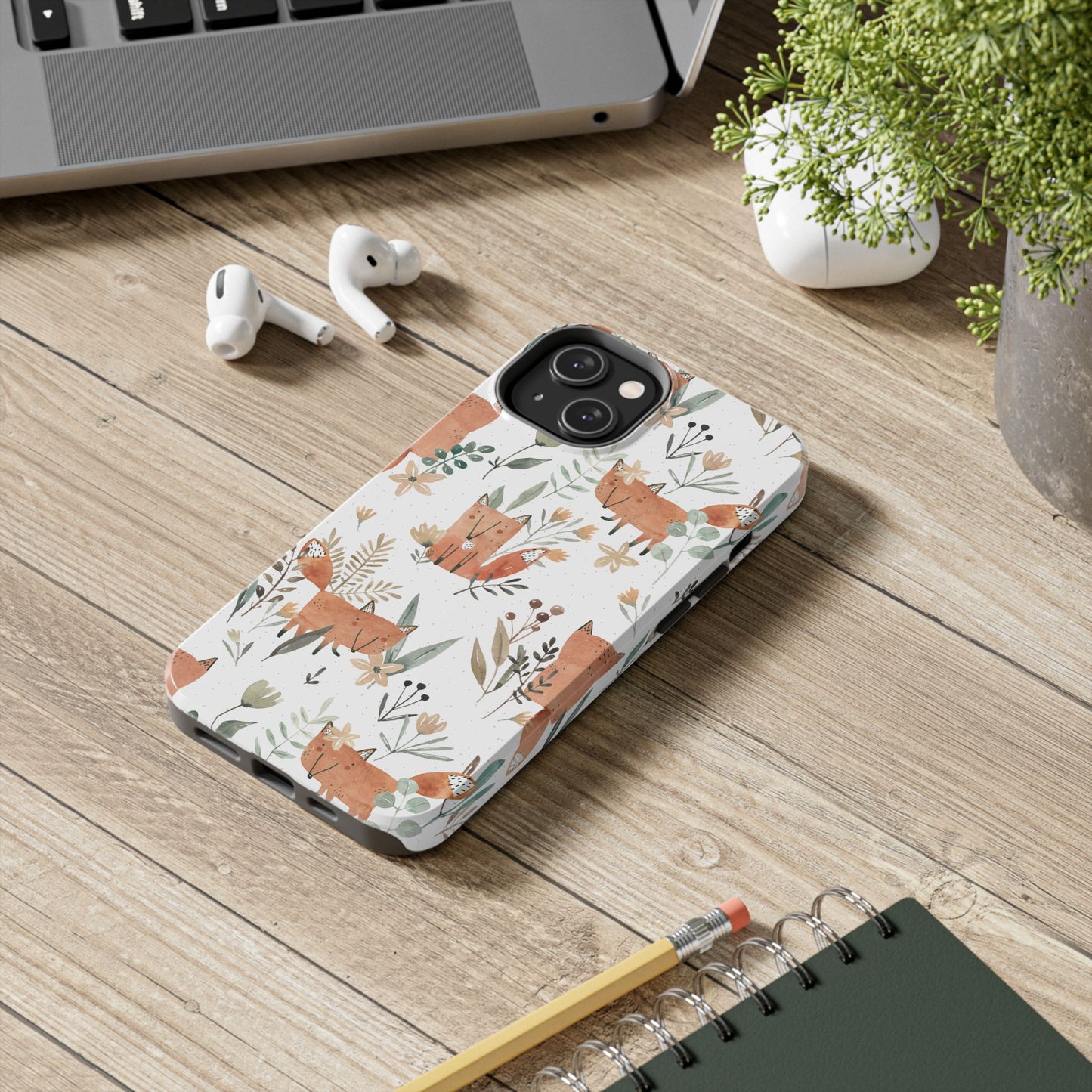 Floral Fox Phone Case, Tough Phone Cases for Nature Lovers, Cute Animal Phone Cover, Gift for Friends, Wildflower Design