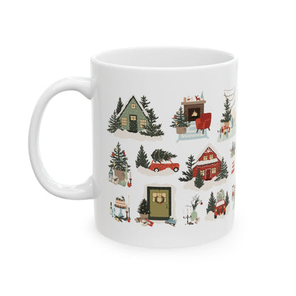 Festive Holiday Ceramic Mug | Cozy Christmas Coffee Cup, Winter Decor, Gift for Friends, Family, and Secret Santa - MaisonThreadory