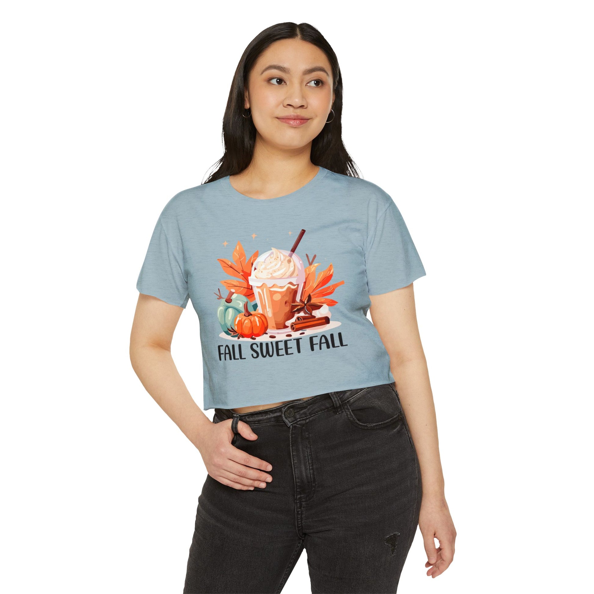 Fall Sweet Fall Crop Top for Women, Autumn T-Shirt, Thanksgiving Outfit, Festival Apparel, Casual Wear - MaisonThreadory