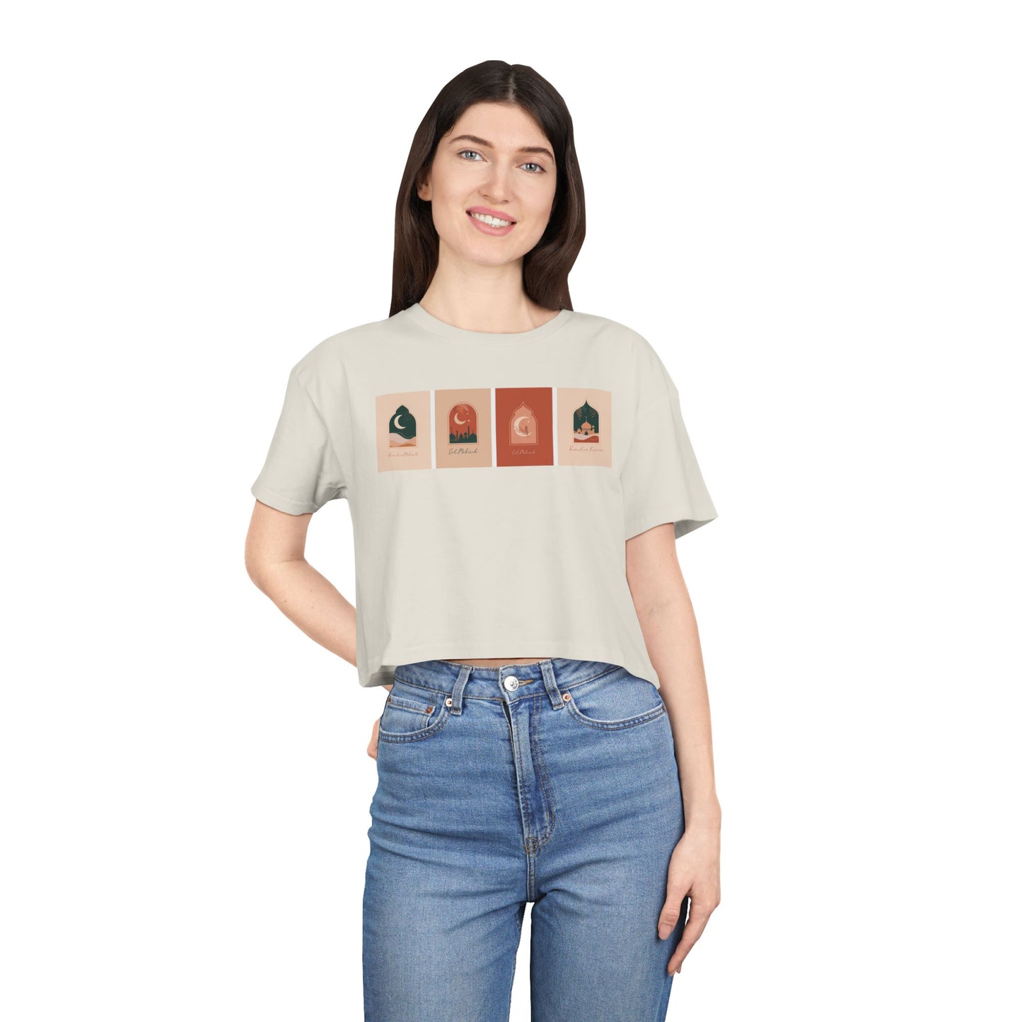 Bohemian Women's Crop Tee with Celestial Design, Trendy Women's Shirt, Summer Outfit, Gift for Her, Festival Apparel, Casual Wear