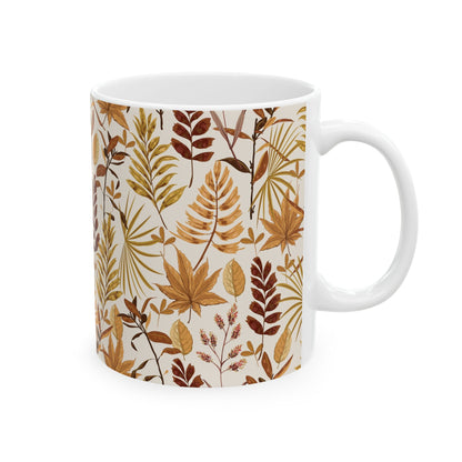 Autumn Leaves Ceramic Mug, Cozy Coffee Cup, Fall Decor, Nature Lover Gift, Teacup for Tea Lovers, Seasonal Drinkware - MaisonThreadory