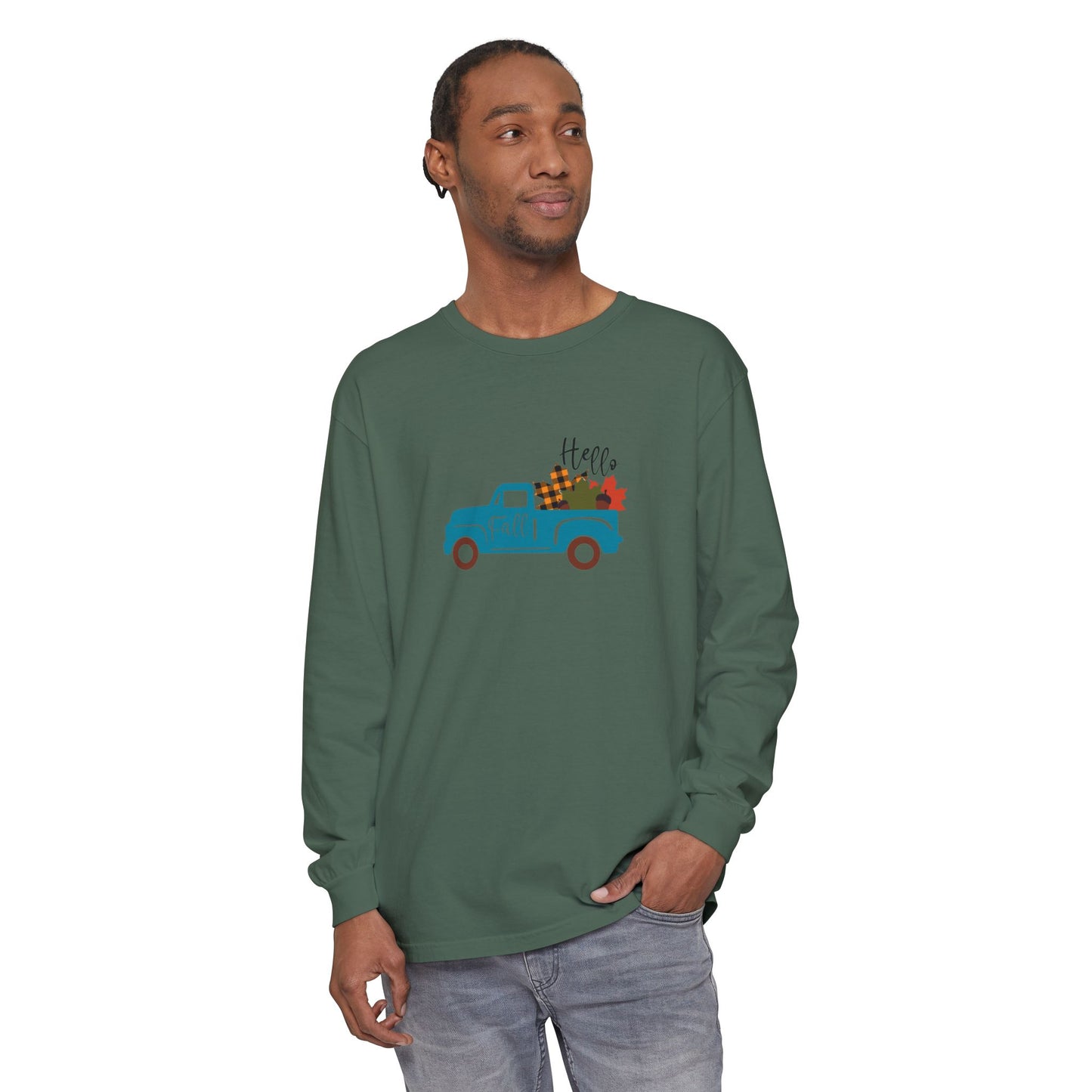 Hello Fall Long Sleeve T-Shirt, Unisex Seasonal Tee, Cozy Autumn Apparel, Thanksgiving Gift, Cute Outdoor Shirt - MaisonThreadory