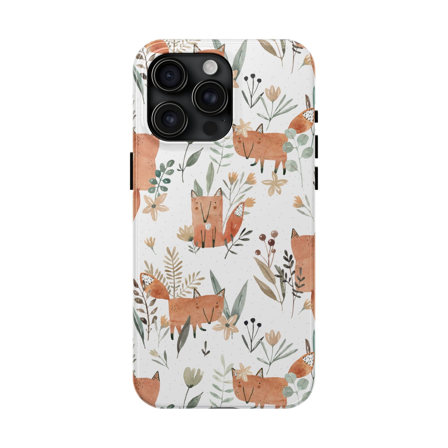 Floral Fox Phone Case, Tough Phone Cases for Nature Lovers, Cute Animal Phone Cover, Gift for Friends, Wildflower Design