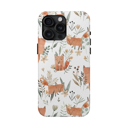 Floral Fox Phone Case, Tough Phone Cases for Nature Lovers, Cute Animal Phone Cover, Gift for Friends, Wildflower Design