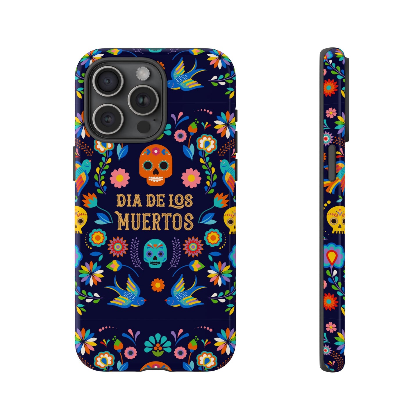 Colorful Dia de los Muertos Phone Case, Skull Design, Floral Phone Cover, Sugar Skull Accessories, Day of the Dead Gift