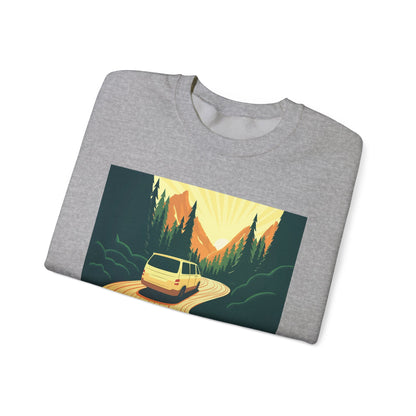 Nature Road Trip Crewneck Sweatshirt - Vintage Van Design, Unisex Pullover, Adventure Apparel, Great Outdoors Gift, Fall Fashion - MaisonThreadory