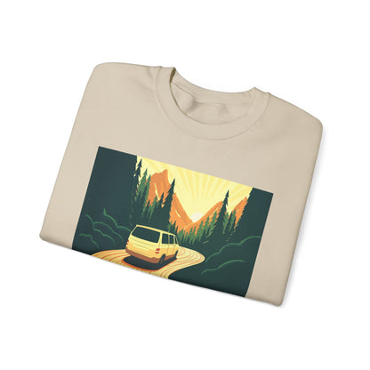 Nature Road Trip Crewneck Sweatshirt - Vintage Van Design, Unisex Pullover, Adventure Apparel, Great Outdoors Gift, Fall Fashion - MaisonThreadory