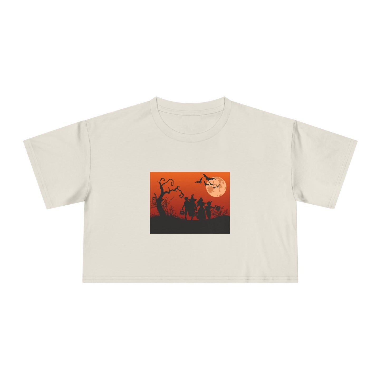 Spooky Autumn Women's Crop Tee, Halloween Shirt, Casual Fall Top, Trendy Graphic Tee, Seasonal Fashion, Gift for Her
