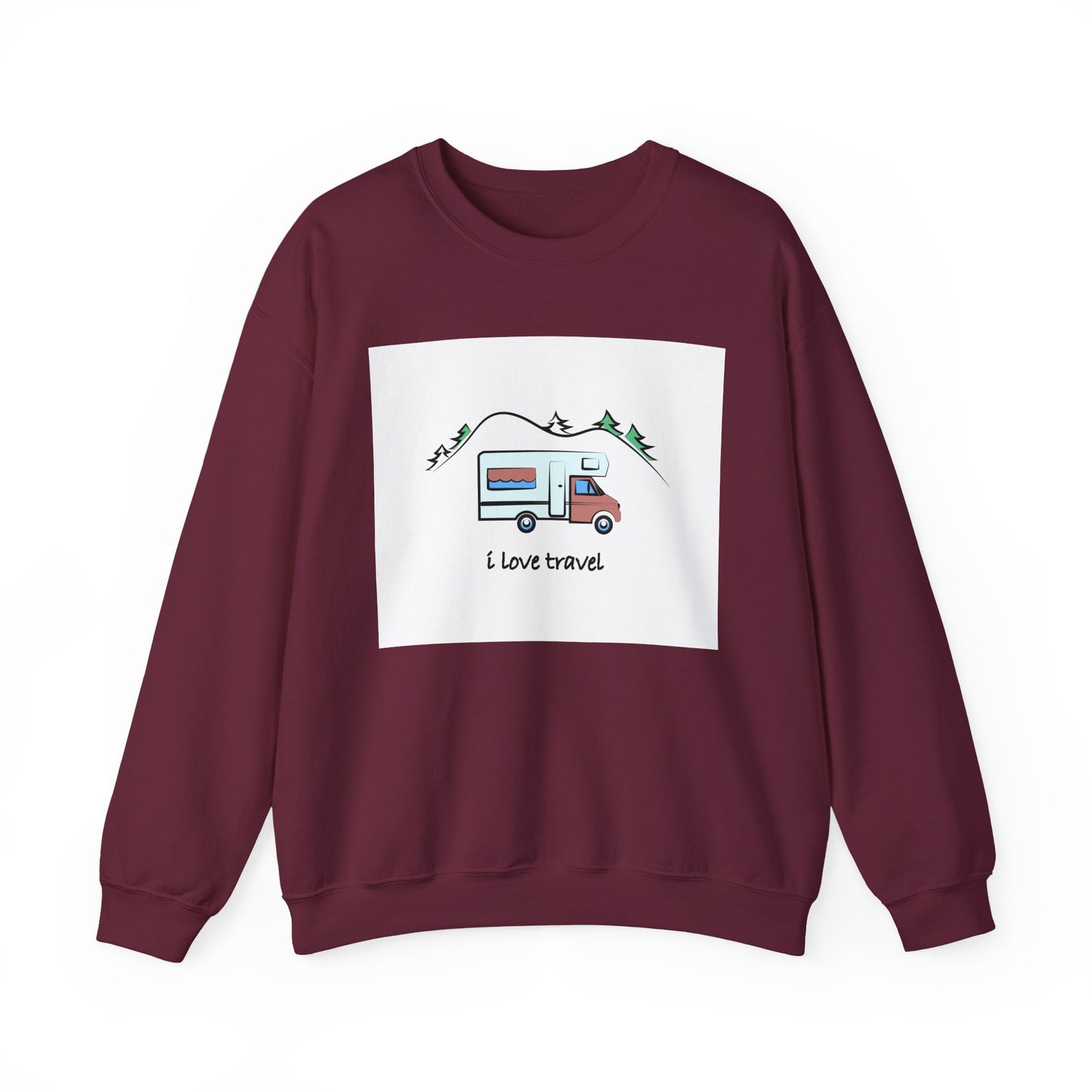 Travel Love Crewneck Sweatshirt | Cozy Adventure Apparel, Perfect for Travel Lovers, Gift Idea for Road Trips, Camping, and Wanderlust - MaisonThreadory
