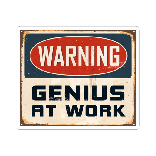 Vintage Genius at Work Stickers, Motivational Laptop Stickers, Office Decor, Unique Gift, Warning Signs, Geeky Accessories - MaisonThreadory