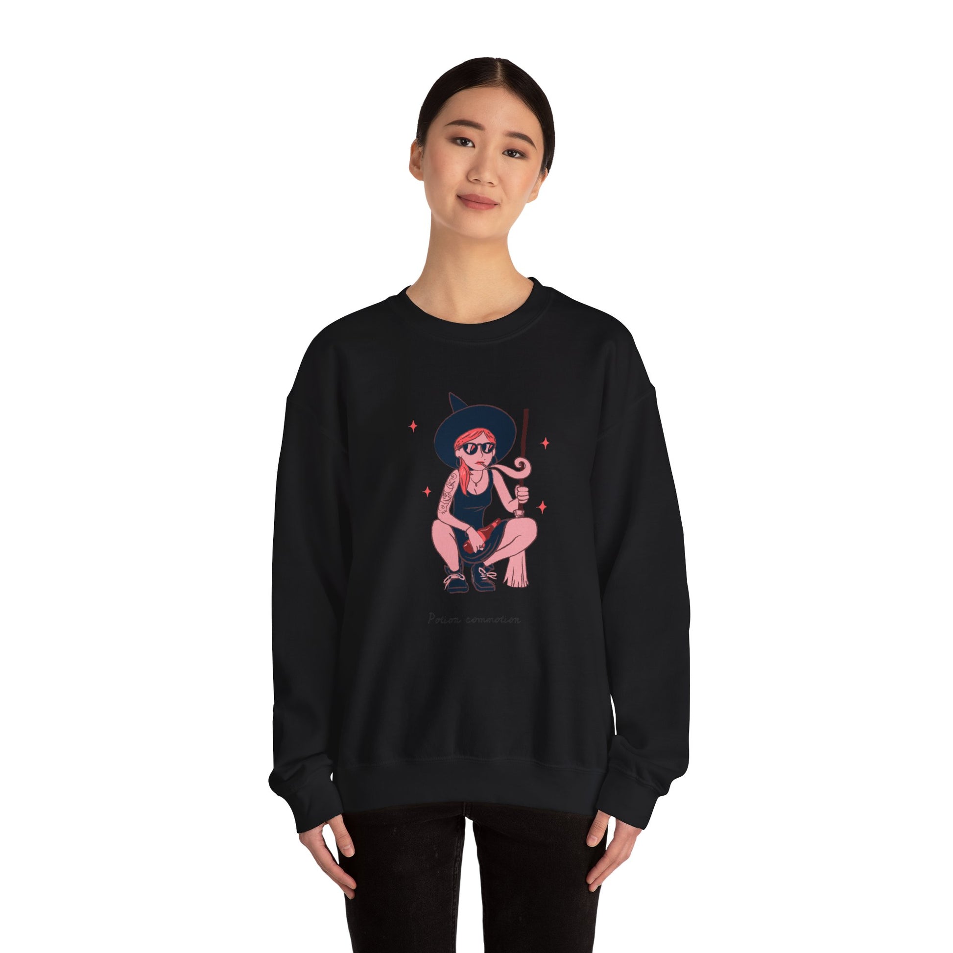 Witchy Vibes Crewneck Sweatshirt, Cozy Fashion, Unisex Sweatshirt, Gift for Her, Casual Wear, Halloween Apparel - MaisonThreadory