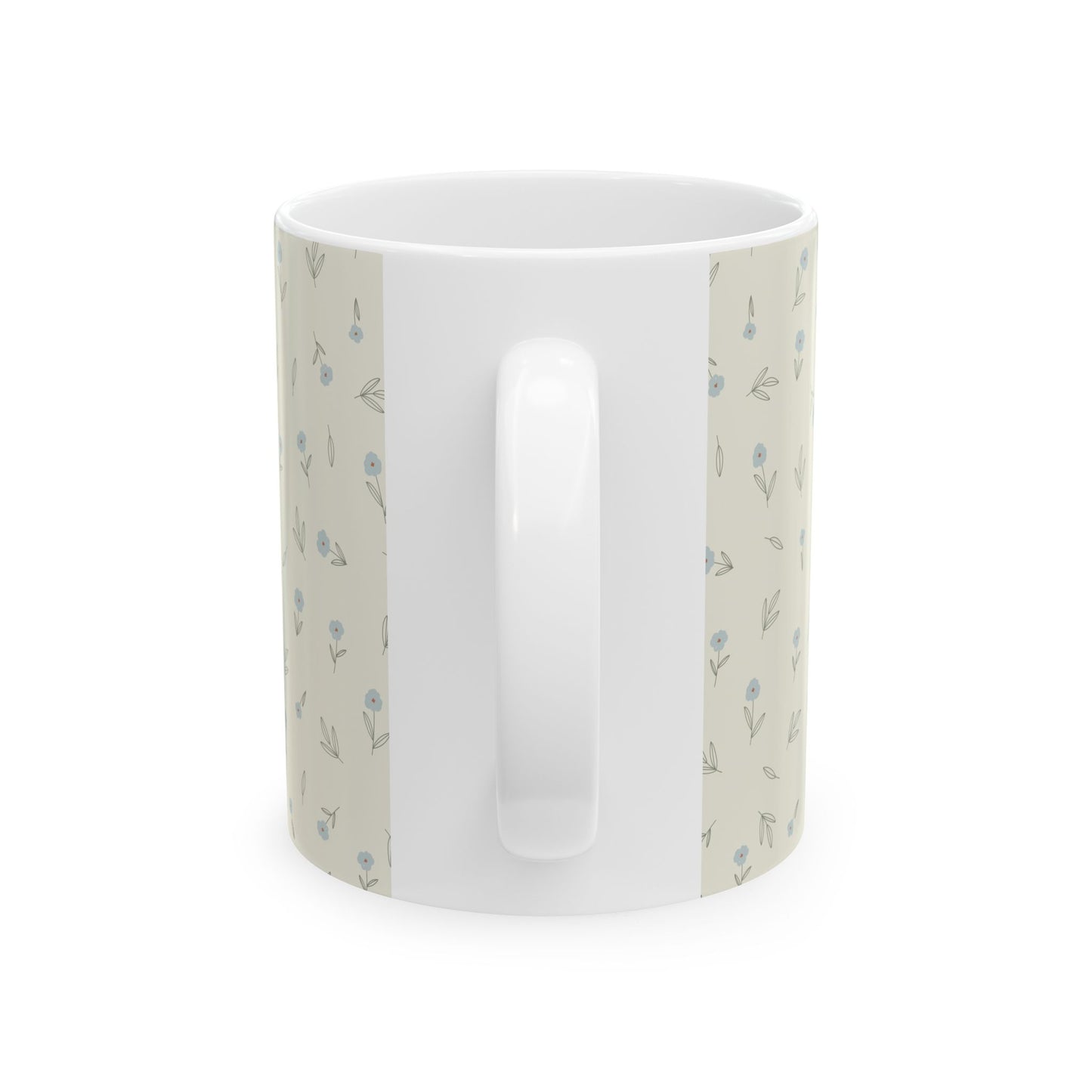 Floral Ditsy Ceramic Mug — Neutral Blue Mini Flower Pattern (11oz & 15oz)