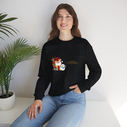 Christmas Snowman & Reindeer Crewneck Sweatshirt — Merry Christmas Holiday Sweater