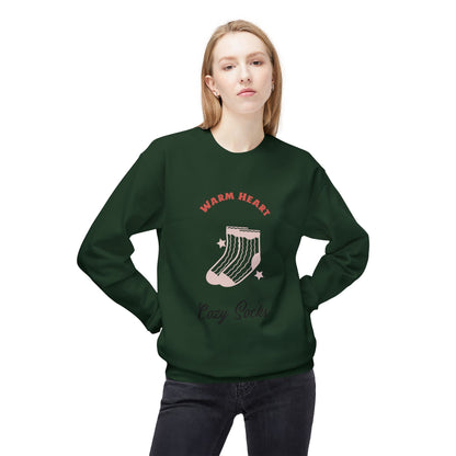 Warm Heart Cozy Socks Sweatshirt | Unisex Fleece Crewneck for Gift, Comfort Wear, Cozy Apparel, Holiday Wardrobe, Lounge Wear - MaisonThreadory