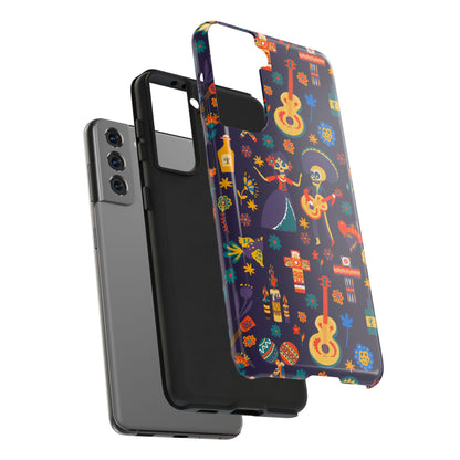 Colorful Dia de los Muertos Phone Case, Tough Case for Halloween, Gift for Music Lovers, Floral Phone Cover, Sugar Skull Art