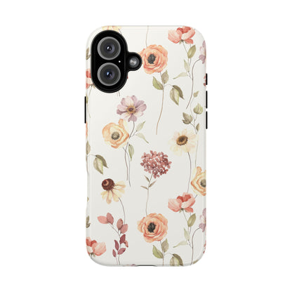 Floral Phone Case, Cute Flower Cover, Botanical Tough Case, Protective Smartphone Shell, Chic Floral Design, Trendy iPhone Case