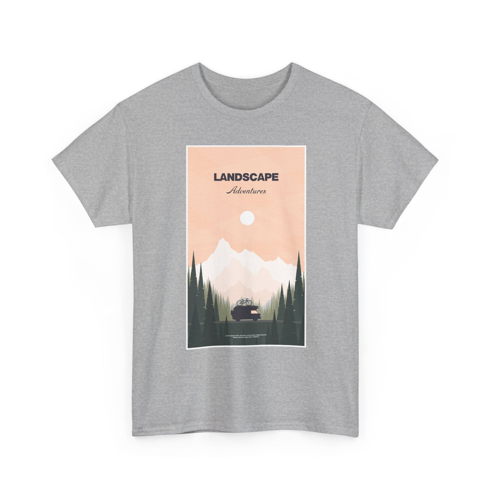 Adventure Landscape Unisex Heavy Cotton Tee, Nature T-Shirt, Casual Outdoors Shirt, Hiking Gift, Travel Apparel - MaisonThreadory