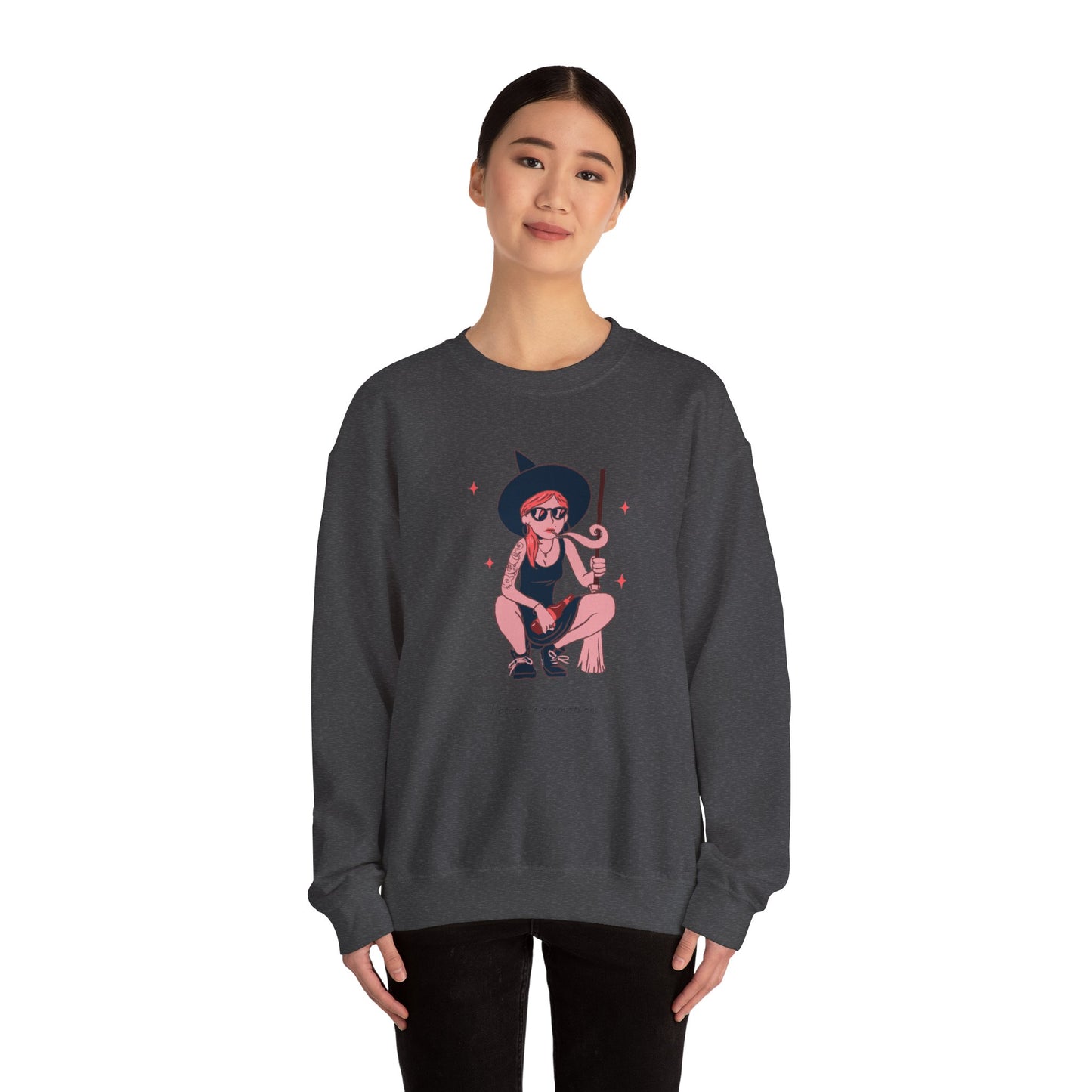 Witchy Vibes Crewneck Sweatshirt, Cozy Fashion, Unisex Sweatshirt, Gift for Her, Casual Wear, Halloween Apparel - MaisonThreadory