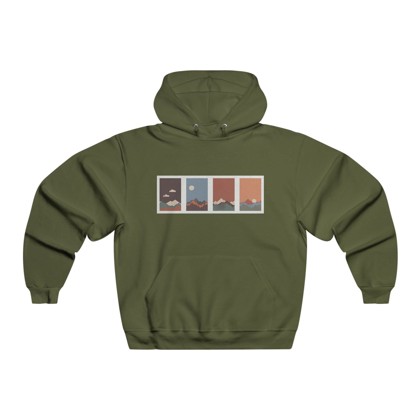 Men's Mountain Sunset Hoodie, Cozy Outdoor Sweatshirt, Perfect for Hiking, Camping, or Casual Wear, Gift for Nature Lovers