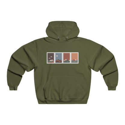 Men's Mountain Sunset Hoodie, Cozy Outdoor Sweatshirt, Perfect for Hiking, Camping, or Casual Wear, Gift for Nature Lovers