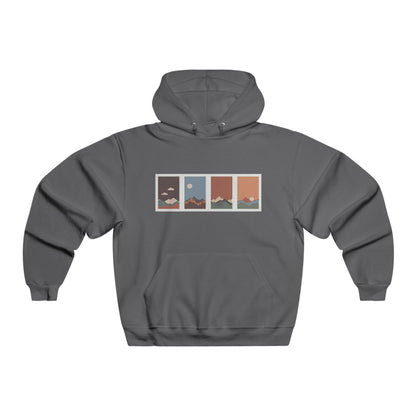Men's Mountain Sunset Hoodie, Cozy Outdoor Sweatshirt, Perfect for Hiking, Camping, or Casual Wear, Gift for Nature Lovers