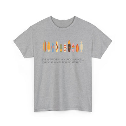 Surf Vibes Unisex Heavy Cotton Tee | Chill Beachwear, Casual Summer Shirt, Gift for Surf Lovers, Vacation Outfit, Everyday Wear - MaisonThreadory