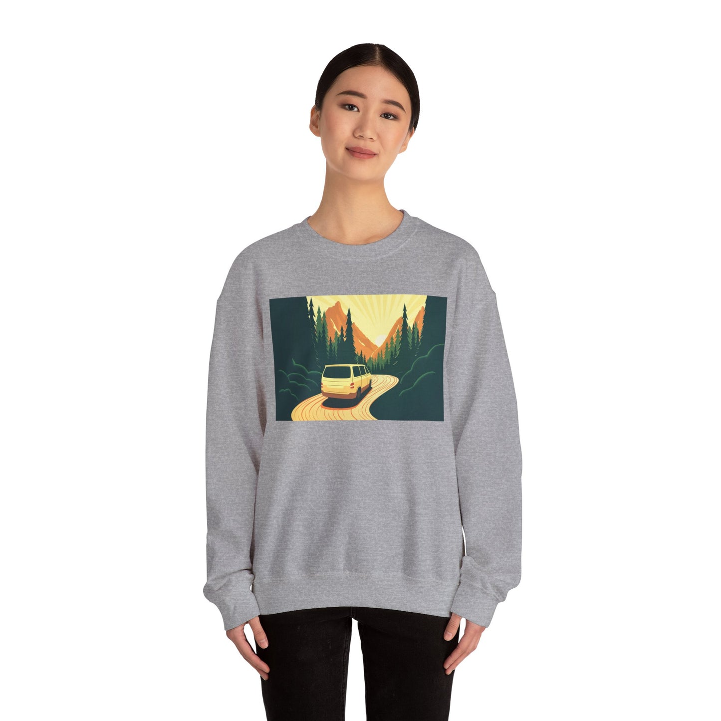 Nature Road Trip Crewneck Sweatshirt - Vintage Van Design, Unisex Pullover, Adventure Apparel, Great Outdoors Gift, Fall Fashion - MaisonThreadory