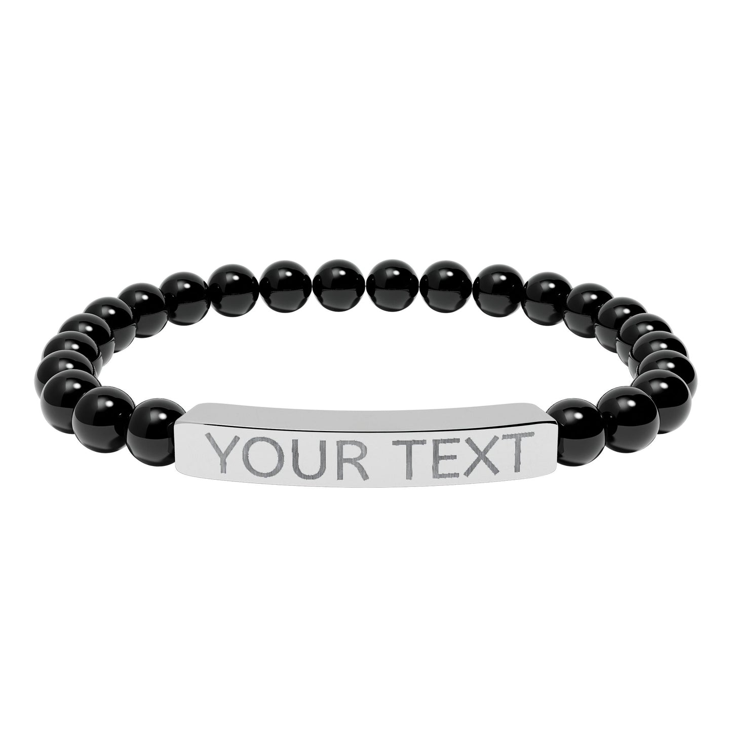 Engravable Natural Stone Stretch Bar Bracelet — Personalized Beaded Bracelet