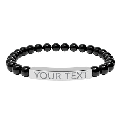 Engravable Natural Stone Stretch Bar Bracelet — Personalized Beaded Bracelet