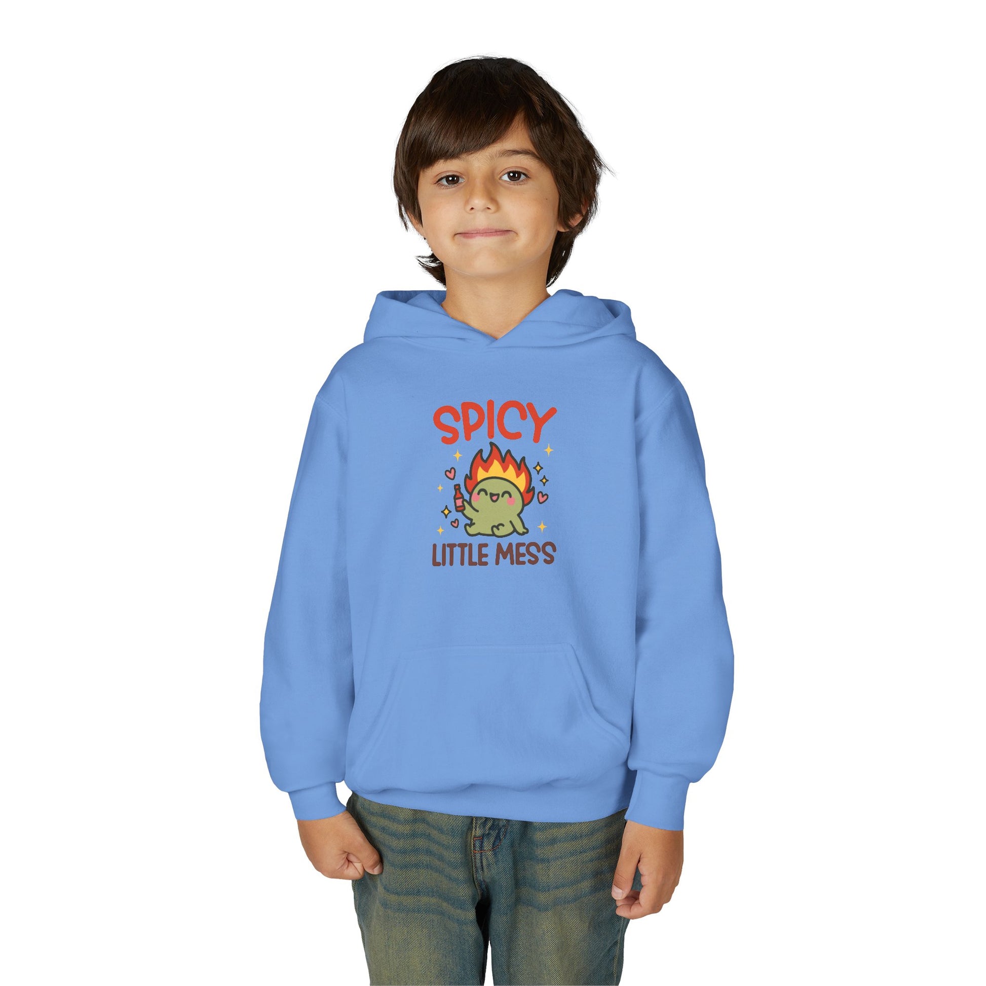 Spicy Little Mess Youth Hoodie | Fun Cartoon Design, Perfect Gift for Kids, Trendy Sweatshirt, Birthday Present, Cozy Fashion - MaisonThreadory