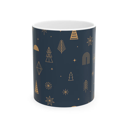 Festive Ceramic Coffee Mug - Holiday Cheer, Winter Decor, Gift for Her, Cozy Beverage, Christmas Mug - MaisonThreadory