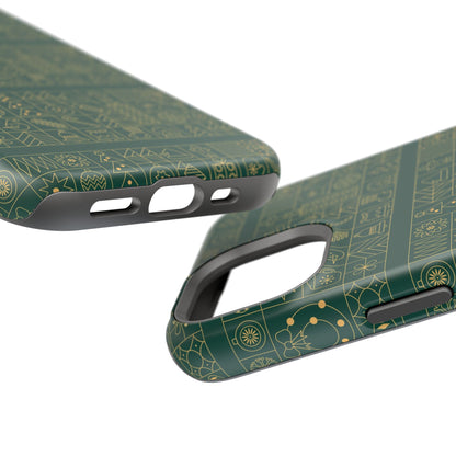 Magnetic Impact-Resistant Phone Case — Dark Green Geometric Pattern