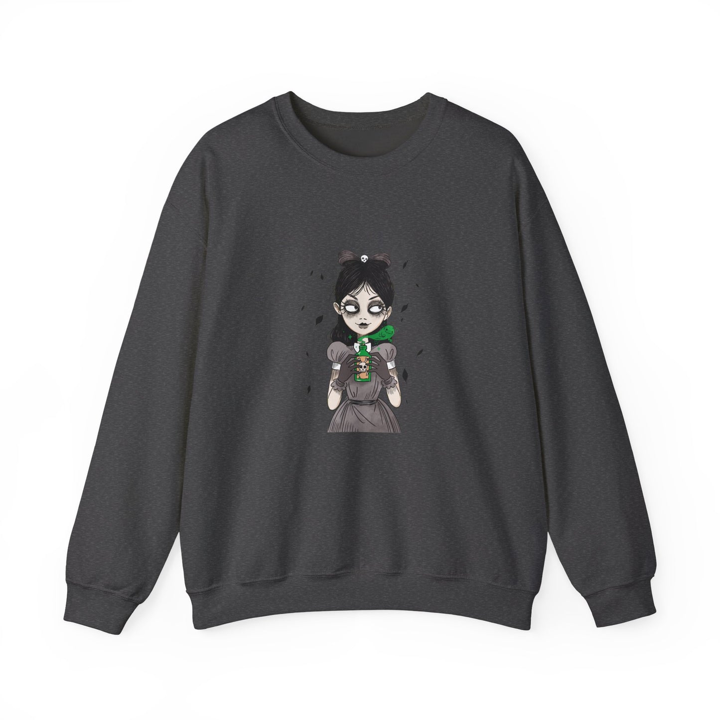 Dark Fairy Illustration Crewneck Sweatshirt, Cozy Streetwear, Unisex Gift, Fall Fashion, Halloween Apparel, Everyday Wear - MaisonThreadory