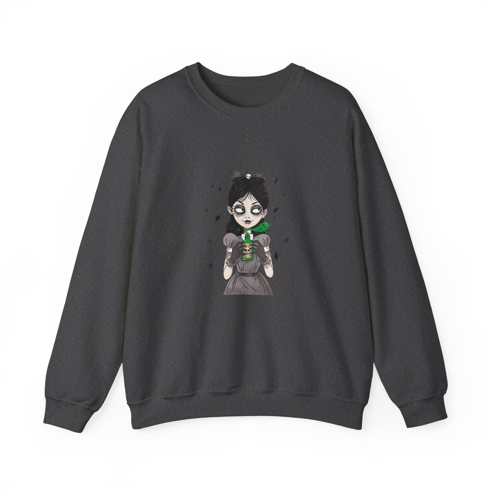 Dark Fairy Illustration Crewneck Sweatshirt, Cozy Streetwear, Unisex Gift, Fall Fashion, Halloween Apparel, Everyday Wear - MaisonThreadory
