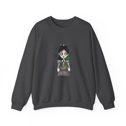 Dark Fairy Illustration Crewneck Sweatshirt, Cozy Streetwear, Unisex Gift, Fall Fashion, Halloween Apparel, Everyday Wear - MaisonThreadory