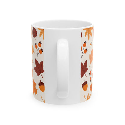 Autumn Leaves Ceramic Mug, Cozy Coffee Cup, Fall Decor, Gift for Her, Thanksgiving Mug, Seasonal Drinkware - MaisonThreadory